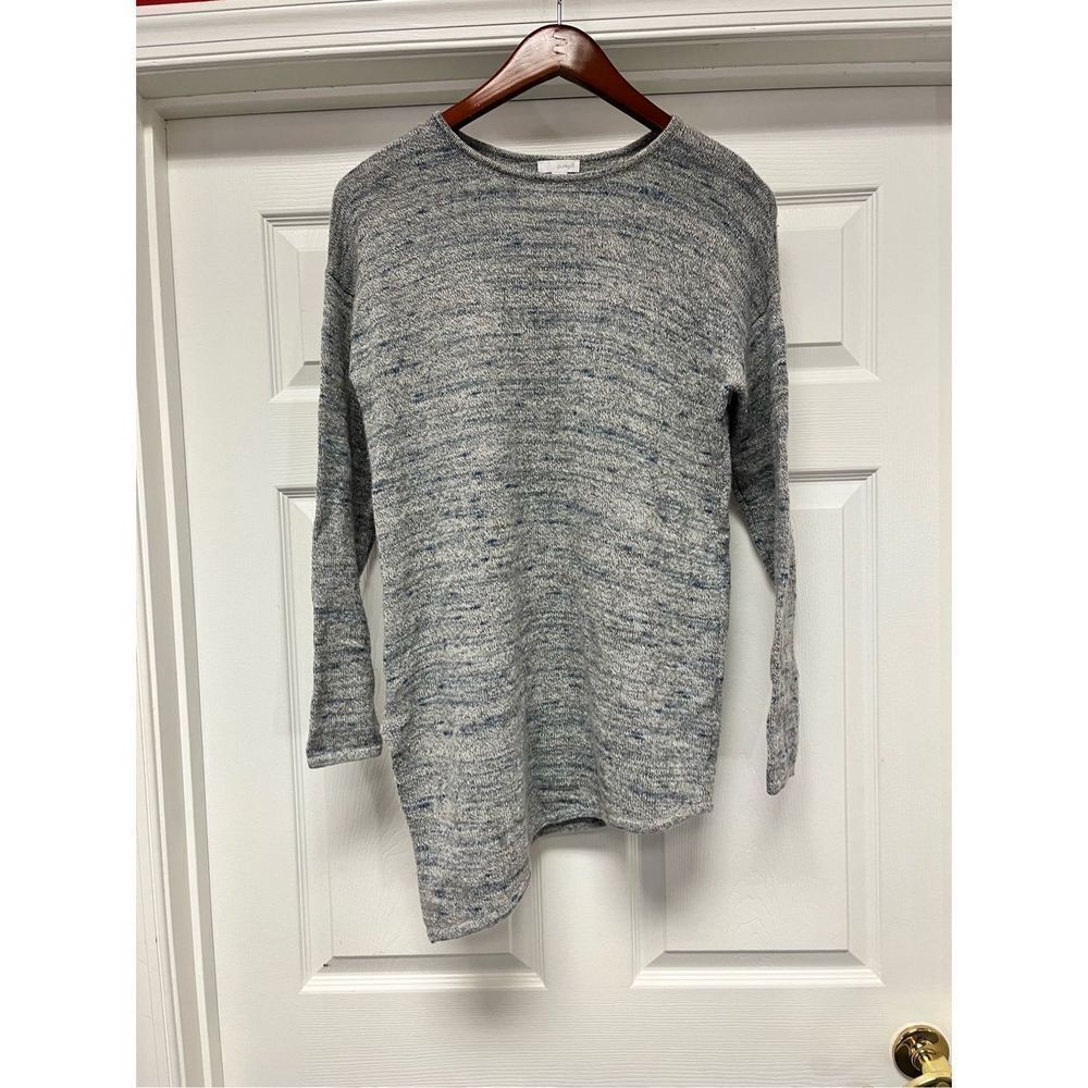 J. Jill Pure Jill Gray & Blue Asymmetrical Hem Cotton Cashmere Tunic Sweater sz
